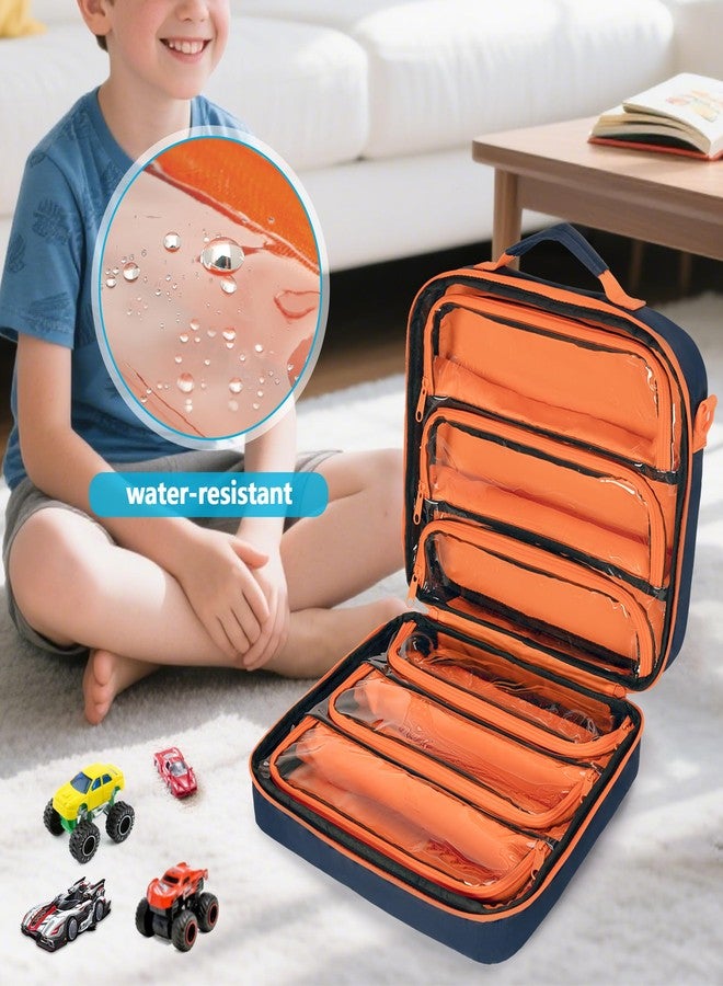 GRAOSO Toy Cars Carry Case Compatible with Hot Wheels Monster Trucks, Travel Truck Storage Compatible with Monster Jam Trucks up to 30, with Display Front Pocket for 1:64 Scale Mini Toy Cars, Blue, Bag Only - Image 4